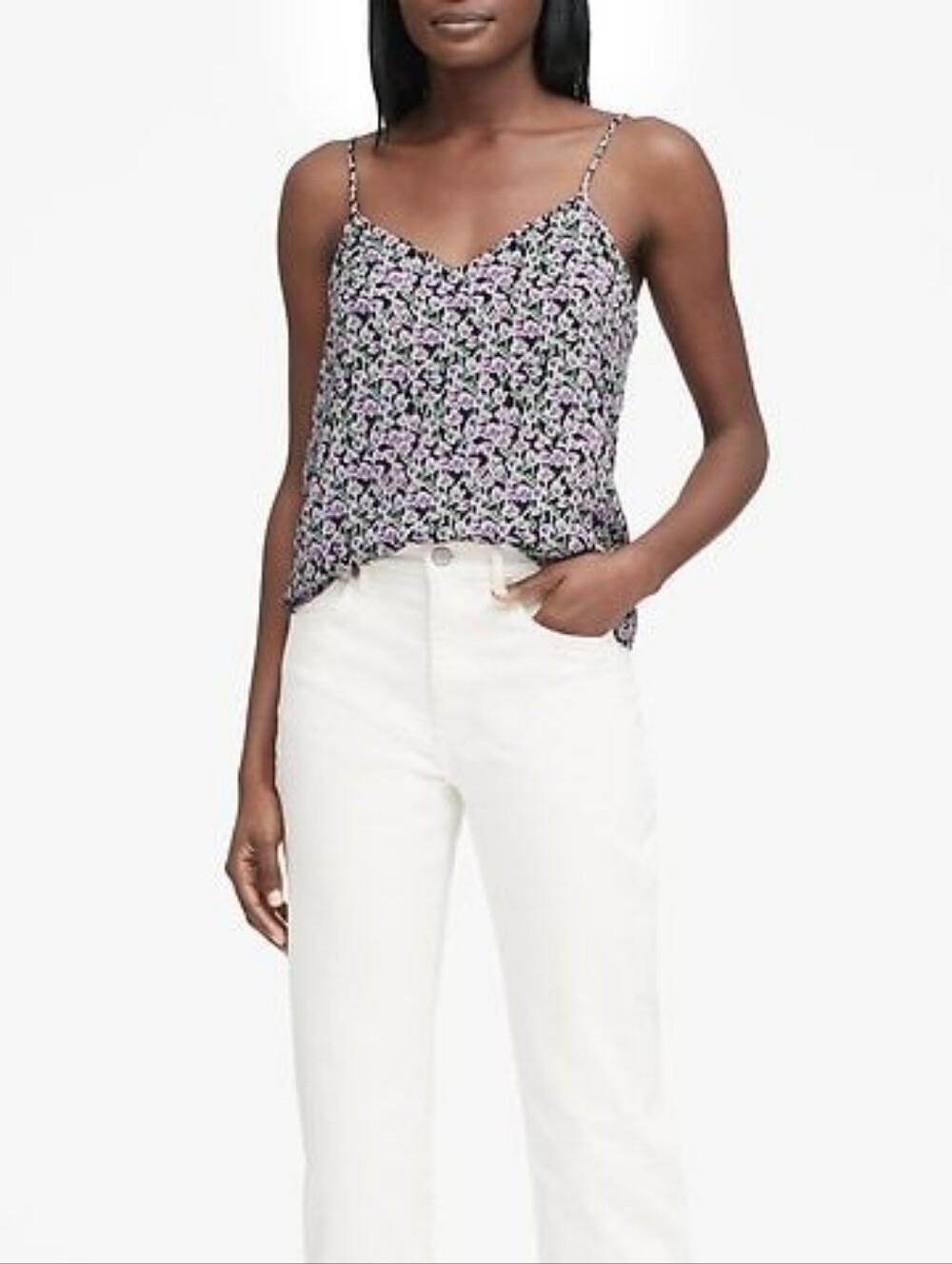 Banana Republic Floral Perfect Cami Tank Top Ditsy Lilac Purple Size S
